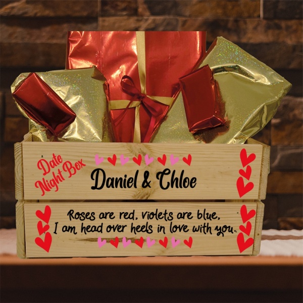 Personalised Date Night Crate Roses Are Red